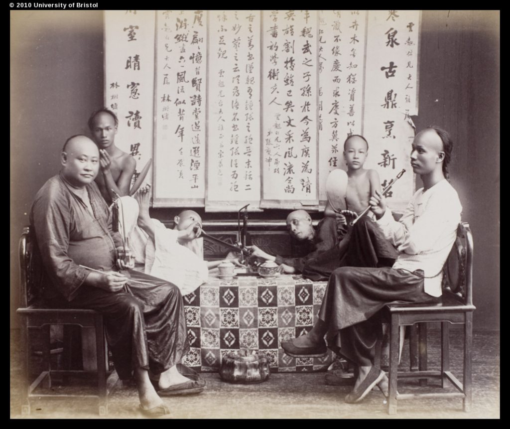 Smoking opium, from an album in University of Bristol Library Special Collections, UB01-04, UB01-04