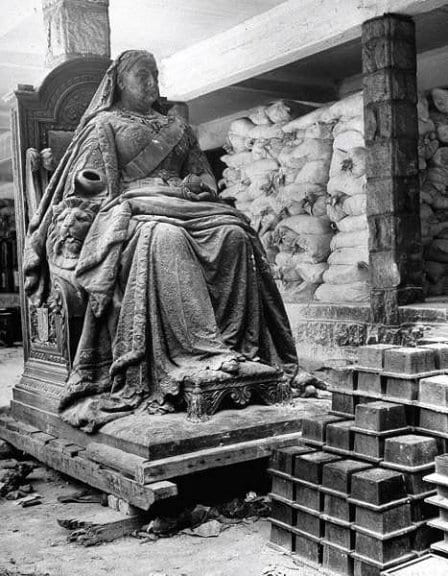 The statue of Queen Victoria, damaged during the war. Source: Bill Hillman "Hillman WWII Scrapbook, HMCS Prince Robert Tribute Site".